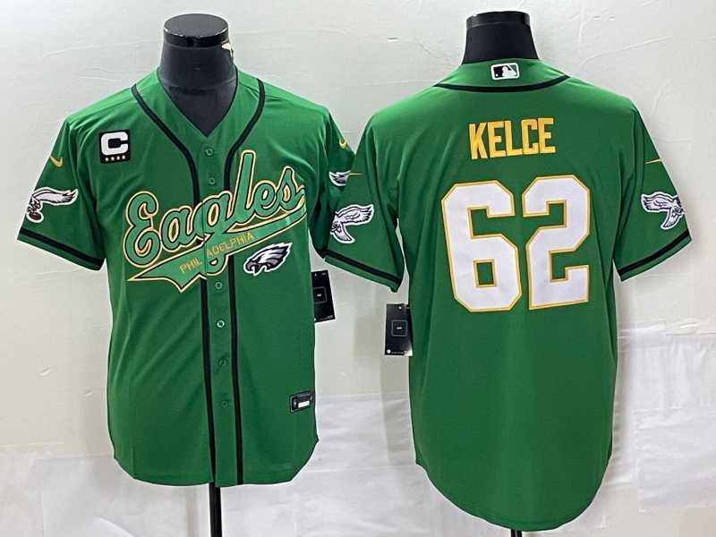 Men's Philadelphia Eagles #62 Jason Kelce Green Gold C Patch Cool Base Stitched Baseball Jersey,We sell and wholesale Men's Philadelphia Eagles #62 Jason Kelce Green Gold C Patch Cool Base Stitched Baseball Jersey on line form chian!